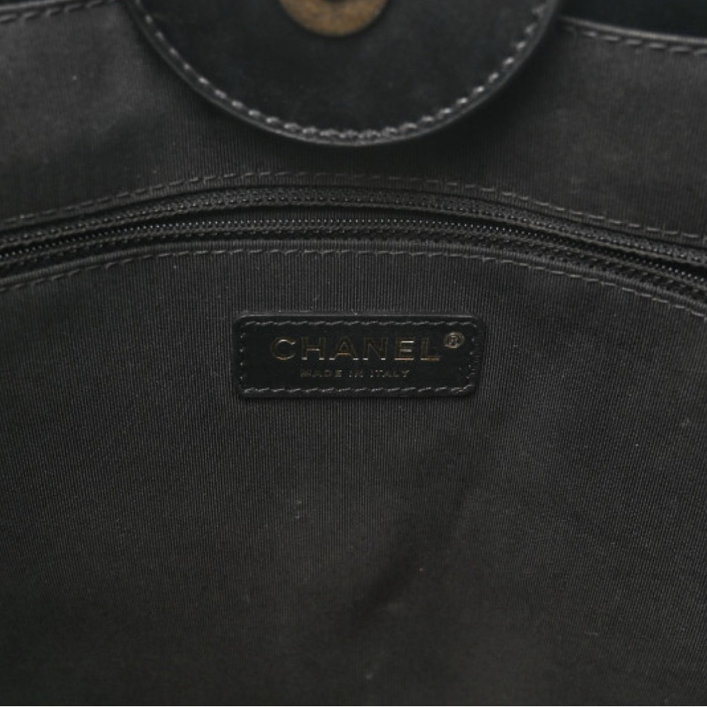 Authentic CHANEL Aged Calfskin Medium Studded Deauville Tote in Black - Picture 5 of 10